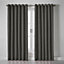 Linen Look Eyelet Ring Top Blackout Curtains Charcoal 110cm x 137cm