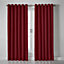 Linen Look Eyelet Ring Top Blackout Curtains Red 161cm x 183cm