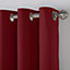 Linen Look Eyelet Ring Top Blackout Curtains Red 161cm x 183cm