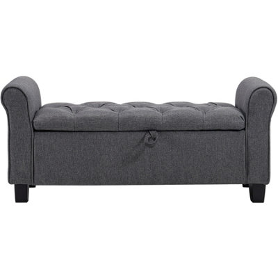 Linen Splayed Armrest Storage Ottoman Bench Chaise Bed End Bench