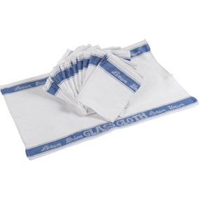Linen Union Glass Cloth Blue 6 Pack. Flat Linen/Cotton Glass Cloth