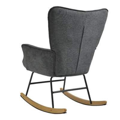 Linen Upholstered Rocking Chair for Living Room Bedroom Grey