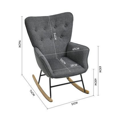 Linen Upholstered Rocking Chair for Living Room Bedroom Grey
