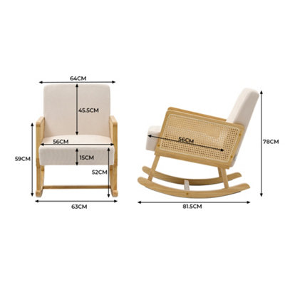 Linen Wooden Rocking Chair for Living Room