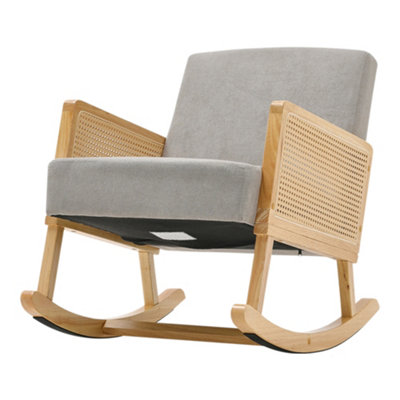 Linen Wooden Rocking Chair-Grey