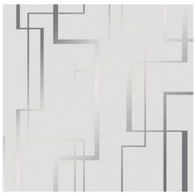 Lines Maze Wallpaper In Soft Grey And Silver