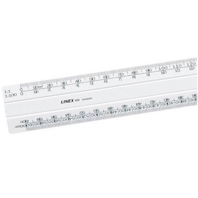 Linex 1:20:500 300mm Scale Rule Flat - White