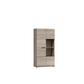 Link Contemporary Display Highboard Cabinet 2 Hinged Doors 6 Shelves Oak Sonoma Effect (H)1580mm (W)800mm (D)370mm