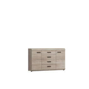 Link Contemporary Sideboard Cabinet 2 Hinged Doors 2 Shelves 4 Drawers Oak Sonoma Effect (H)870mm (W)1380mm (D)420mm