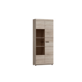 Link Contemporary Tall Display Cabinet 2 Hinged Doors 8 Shelves Oak Sonoma Effect (H)1940mm (W)800mm (D)370mm