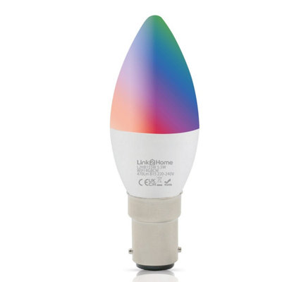 Link2Home 5.5w B15 RGB Wifi Dimmable LED Smart Bulb - Candle - 3 Pack