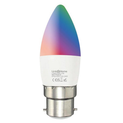Link2Home 5.5w B22 RBG WiFi Dimmable LED Smart Bulb - Candle - 3 Pack