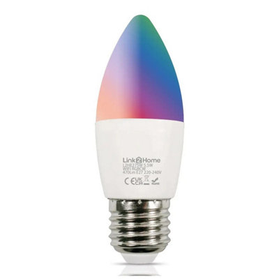 Link2Home 5.5w E27 RGB WIFI Dimmable LED Smart Bulb - Candle - 3 Pack