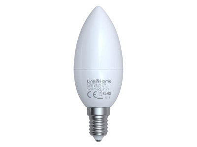 Link2Home L2HE145W Wi-Fi LED SES (E14) Opal Candle Dimmable Bulb, White + RGB 400 lm 5W LTHE145W