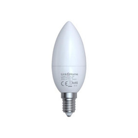 Link2Home L2HE145W Wi-Fi LED SES (E14) Opal Candle Dimmable Bulb, White + RGB 400 lm 5W LTHE145W