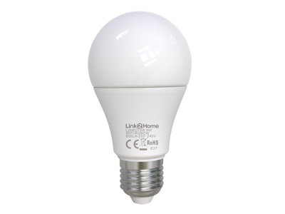 Link2Home L2HE279W Wi-Fi LED ES (E27) Opal GLS Dimmable Bulb, White + RGB 800 lm 9W LTHE279W