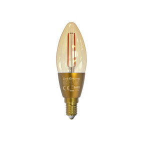Link2Home L2HFE145W Wi-Fi LED SES (E14) Candle Filament Dimmable Bulb, White 400 lm 4.5W LTHFE145W