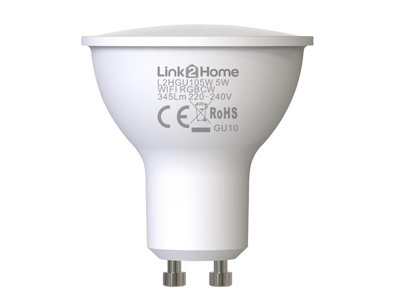 Link2Home L2HGU105W Wi-Fi LED GU10 Dimmable Bulb, White + RGB 345 lm 5W LTHGU105W