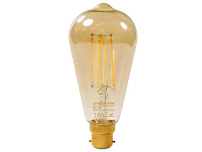 Link2Home Wi-Fi LED BC B22 Pear Filament Dimmable Bulb, White 470 lm 4.5W