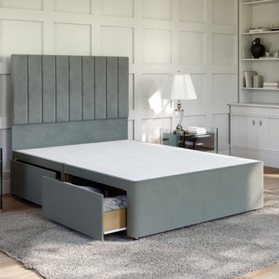 LINO SILVER PLATFORM TOP DIVAN BED BASE ONLY 6FT SUPER KING WITH 4 DRAWERS
