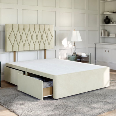 Lino Stone Platform Top Divan Bed Base Only 4FT Small Double with 2 Drawers