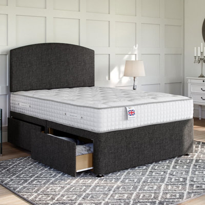 Linoso Charcoal Platform Top Divan Bed Base 4FT Small Double with 4 ...