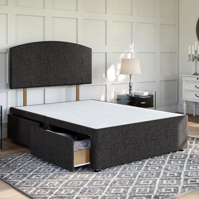 Linoso Charcoal Platform Top Divan Bed Base 6FT Super King with 2 ...