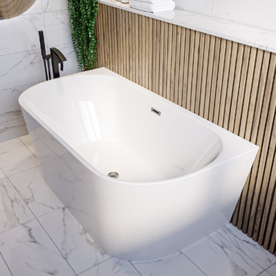 Linton Freestanding 1500mm x 750mm Back to Wall Bath DIY at B&Q
