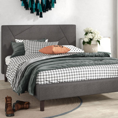 Dark grey upholstered on sale bed frame