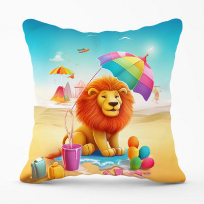 Lion On A Beach Holiday Outdoor Cushion 45cm x 45cm