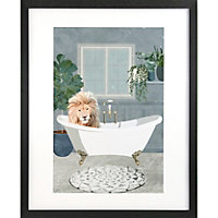Lion Takes A Bath - Sarah Manovski - 40 x 50cm Framed Print
