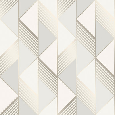 Lipsy London Gold Geometric Metallic effect Embossed Wallpaper