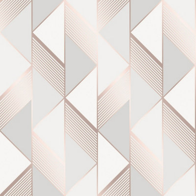 Lipsy London Rose Gold Geometric Metallic effect Embossed Wallpaper