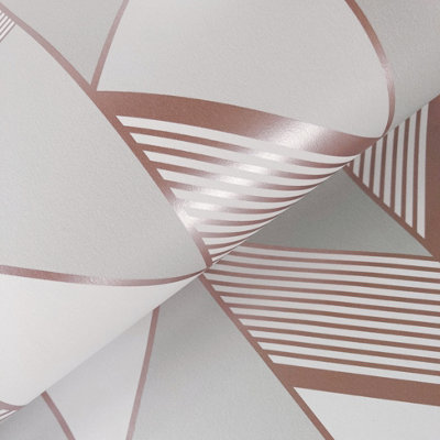 Lipsy London Rose Gold Geometric Metallic effect Embossed Wallpaper