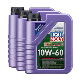 Liqui Moly 10W-60 Fully Synthetic Engine Oil Synthoil Race Tech Gt1 3x1L