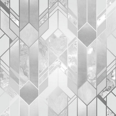 Liquid Marble Geometric Wallpaper In Silver