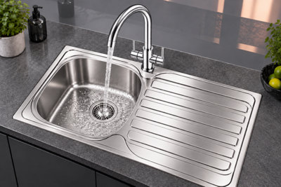 Liquida AD397CH Chrome Swan Neck Twin Lever Kitchen Mixer Tap
