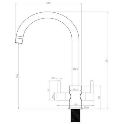 Liquida AD397CH Chrome Swan Neck Twin Lever Kitchen Mixer Tap
