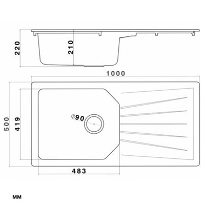 Liquida AGV100CG 1.0 Bowl BIO Composite Reversible Inset Grey Kitchen Sink