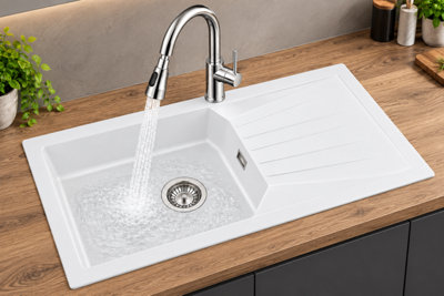 Liquida AGV100WH 1 Bowl Bio Composite Reversible White Kitchen Sink ...