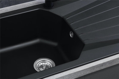 Liquida AGV780BL 1.0 Bowl BIO Composite Reversible Inset Black Kitchen Sink