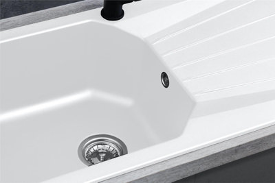 Liquida AGV780WH 1.0 Bowl BIO Composite Reversible Inset White Kitchen Sink