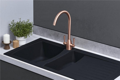 Liquida AR15BL 1.5 Bowl Composite Reversible Inset Black Kitchen Sink With Waste