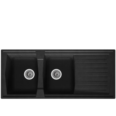 Liquida AR20BL 2.0 Bowl Composite Reversible Inset Black Kitchen Sink 1160x500mm
