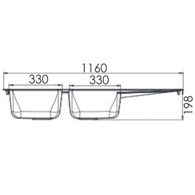 Liquida AR20BL 2.0 Bowl Composite Reversible Inset Black Kitchen Sink 1160x500mm