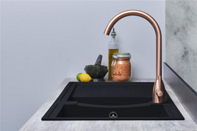 Liquida AR20BL 2.0 Bowl Composite Reversible Inset Black Kitchen Sink 1160x500mm