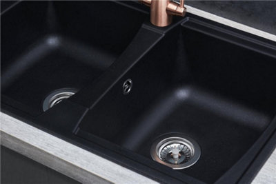 Liquida AR20BL 2.0 Bowl Composite Reversible Inset Black Kitchen Sink 1160x500mm