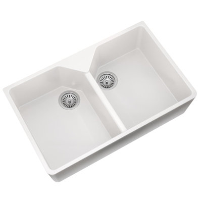 Liquida BT64WH 2.0 Bowl Butler Deck Mounted Gloss White Kitchen Sink