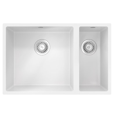 Liquida CM670MW 1.5 Bowl Comite Undermount / Inset Matt White Kitchen Sink