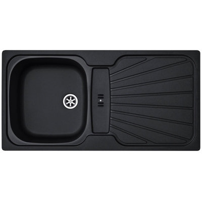 Liquida CMP5BL 1.0 Bowl Reversible Inset Black Kitchen Sink With Waste ...